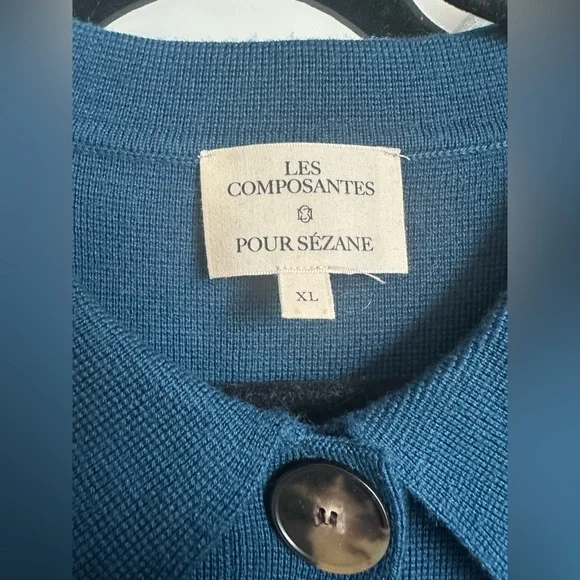 Sezane Blue Cardigan with Structured Silhouette and Modern Design - Picture 2 of 5